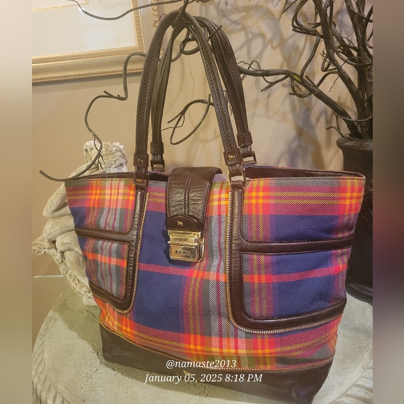 L.A.M.B. Handbags - L.A.M.B. Gwen Stefani Plaid Leather  Satchel Shoulder Bag Designer Celebrity  75